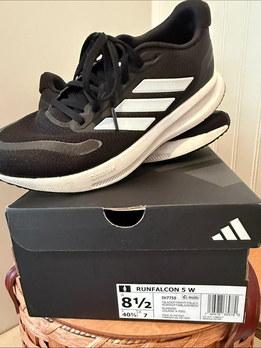 Adidas Black & White RUNFALCON 5 Shoes